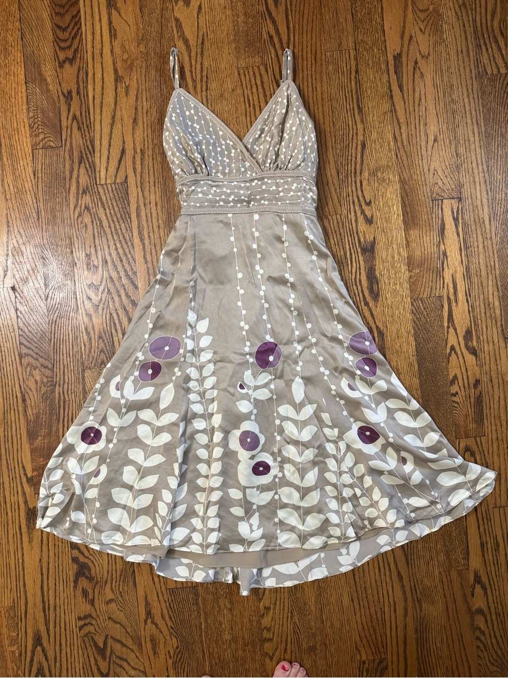 Ted Baker London Silk Floral Midi Dress Size 1 XS Y2K Fairy Wedding Guest